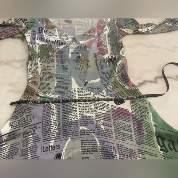 Galliano Vintage Pastel Newspaper Print Long Sleeve Dress - Picture 11 of 16